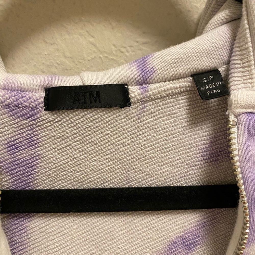 ATM Anthony Thomas Melillo Purple & White Tie Dye Zip Front Hoodie Size Small - Picture 5 of 10